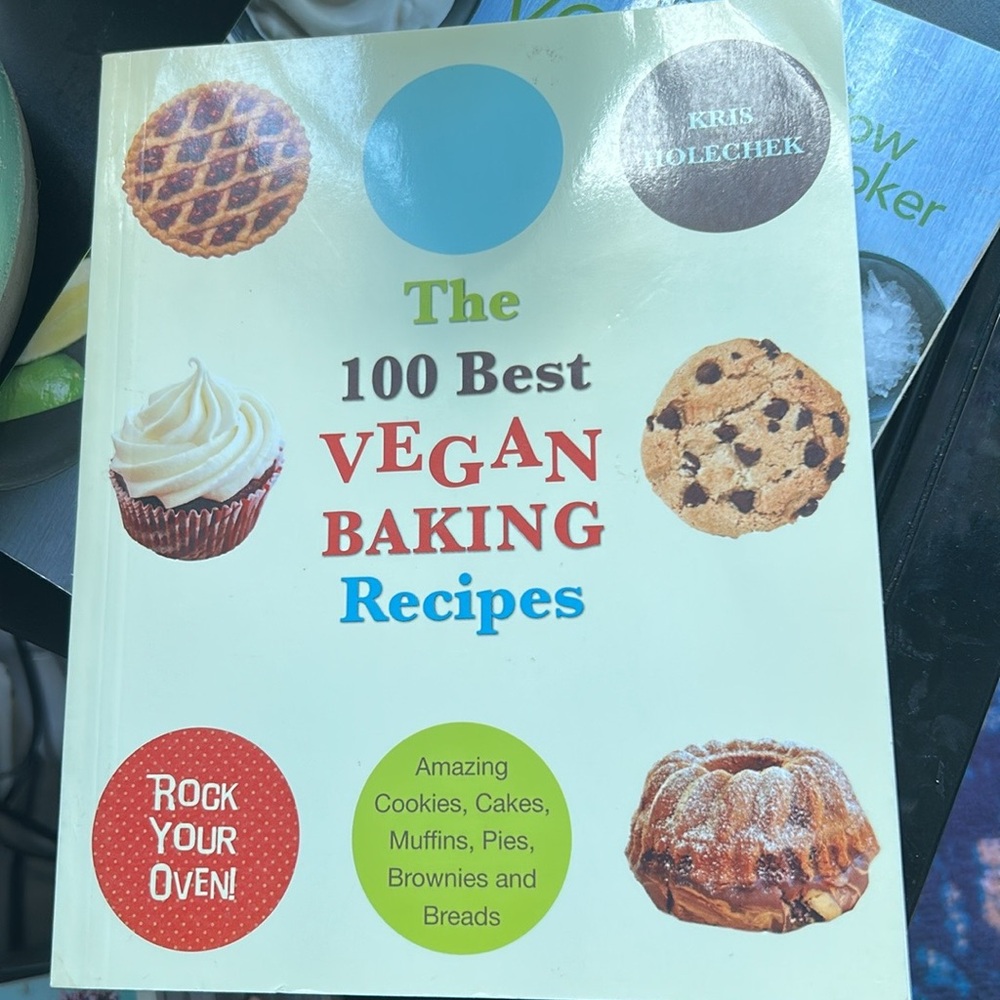 Two books. The 100 Best Vegan Baking Recipes Book & slow cooker cook book.